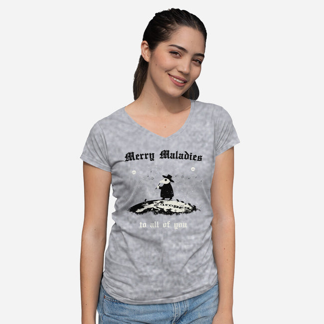 Merry Maladies-Womens-V-Neck-Tee-Mattania