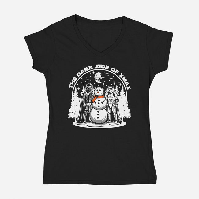 The Dark side Of Xmas-Womens-V-Neck-Tee-SuperEdu