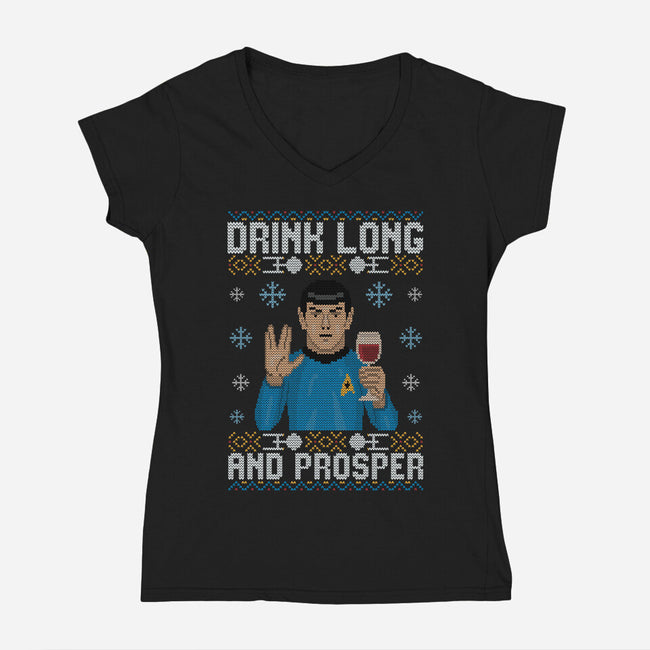 Drink Long And Prosper-Womens-V-Neck-Tee-NMdesign
