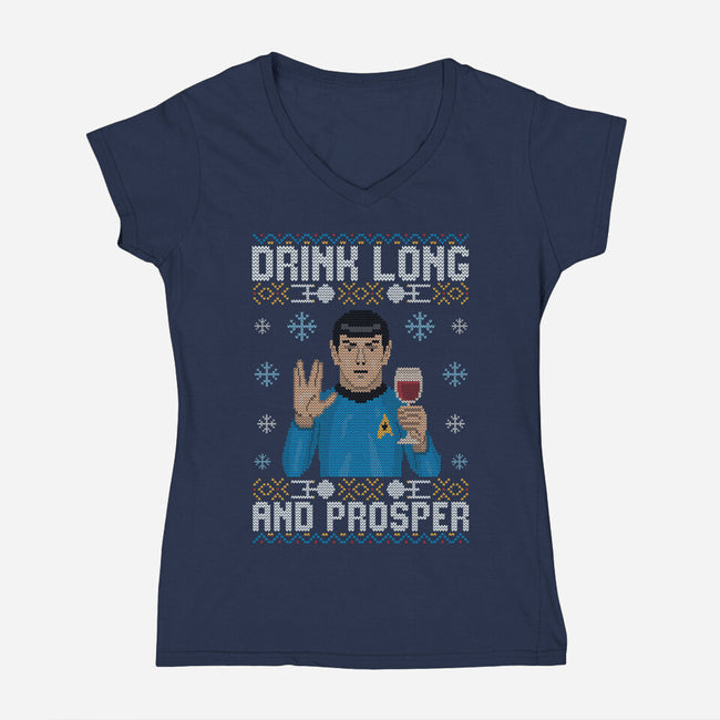 Drink Long And Prosper-Womens-V-Neck-Tee-NMdesign