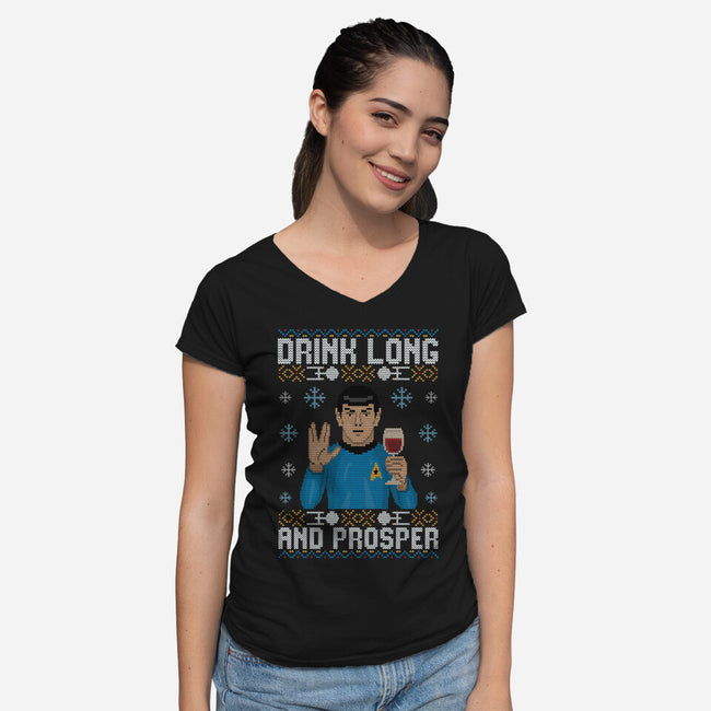 Drink Long And Prosper-Womens-V-Neck-Tee-NMdesign