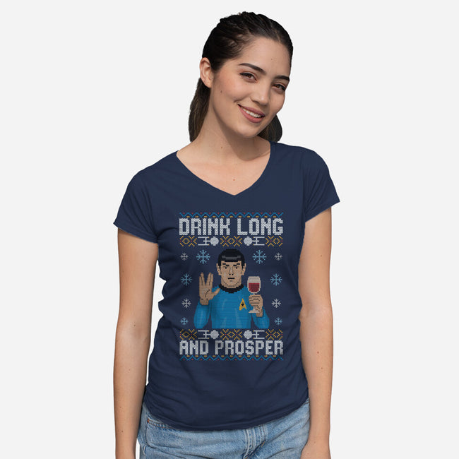 Drink Long And Prosper-Womens-V-Neck-Tee-NMdesign