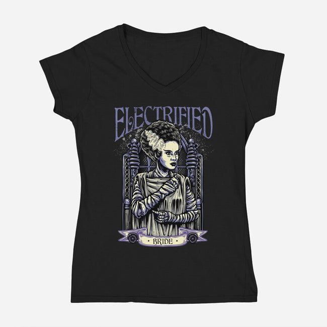 Electrified Bride-Womens-V-Neck-Tee-glitchygorilla