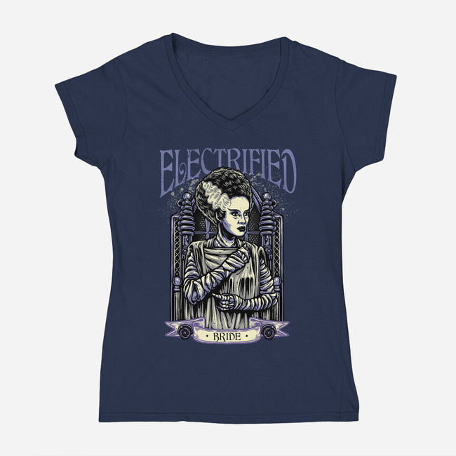 Electrified Bride-Womens-V-Neck-Tee-glitchygorilla