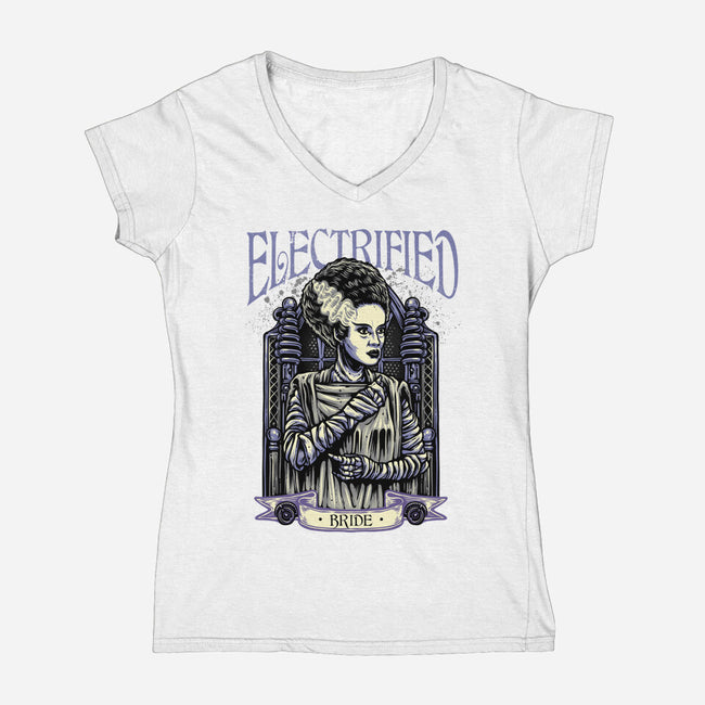 Electrified Bride-Womens-V-Neck-Tee-glitchygorilla