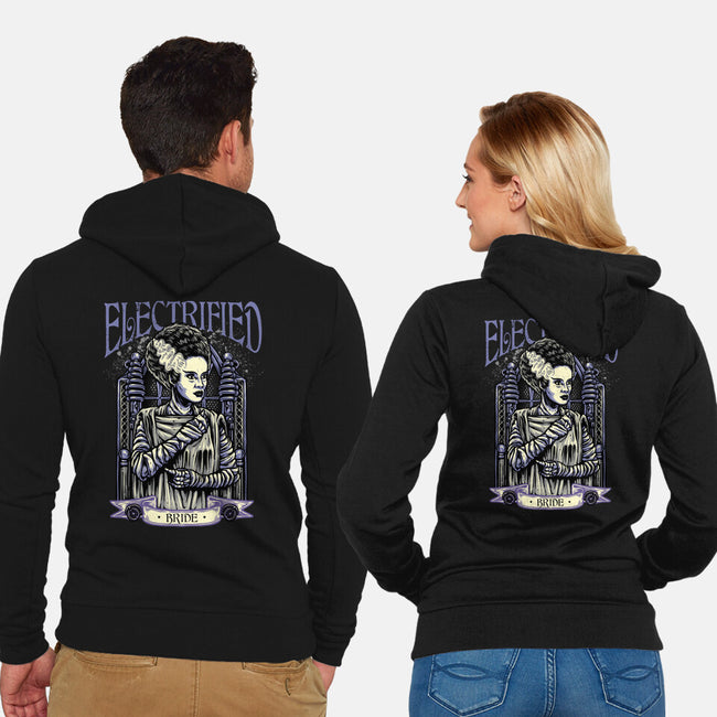 Electrified Bride-Unisex-Zip-Up-Sweatshirt-glitchygorilla