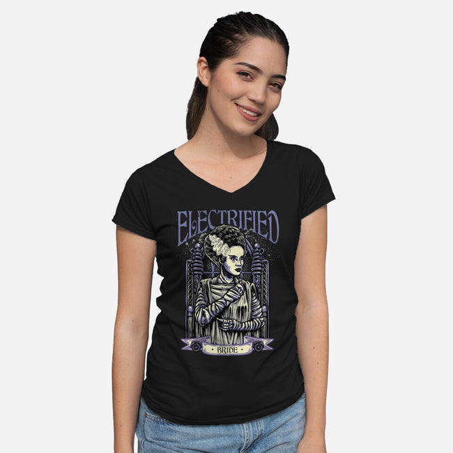 Electrified Bride-Womens-V-Neck-Tee-glitchygorilla