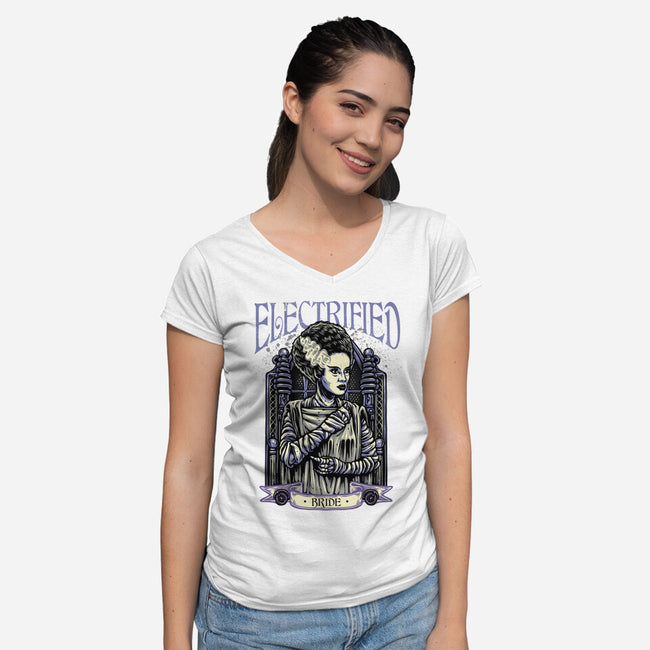 Electrified Bride-Womens-V-Neck-Tee-glitchygorilla