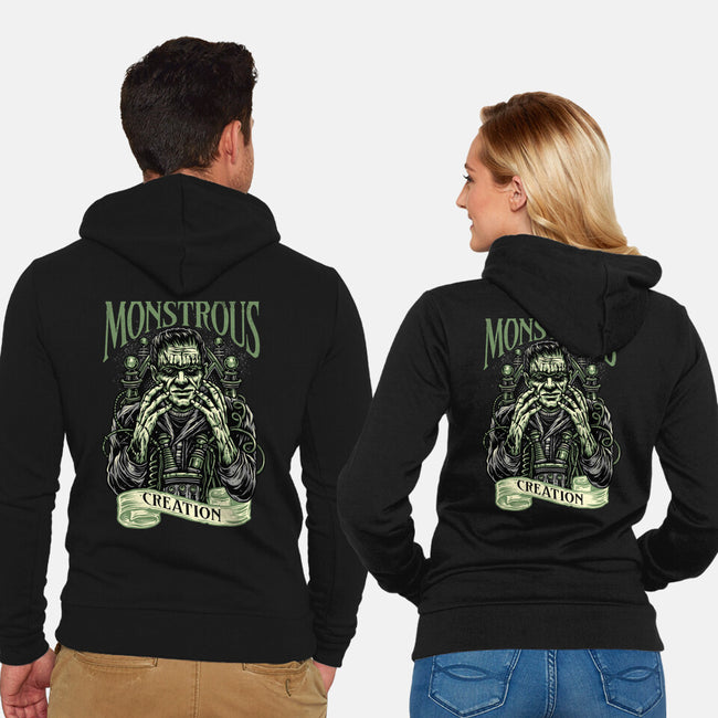 Monstrous Creation-Unisex-Zip-Up-Sweatshirt-glitchygorilla
