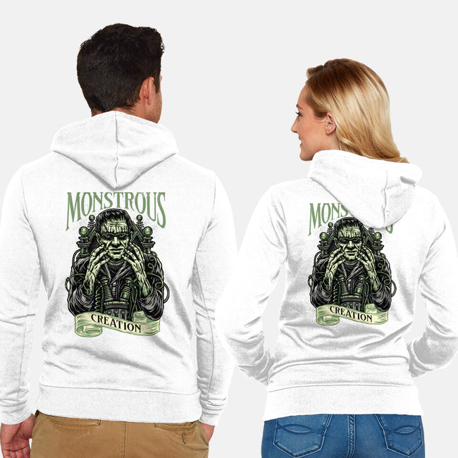 Monstrous Creation-Unisex-Zip-Up-Sweatshirt-glitchygorilla