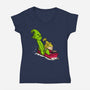Sleigh Descent-Womens-V-Neck-Tee-Raffiti