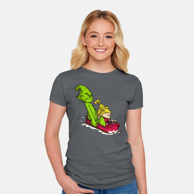 Sleigh Descent-Womens-Fitted-Tee-Raffiti