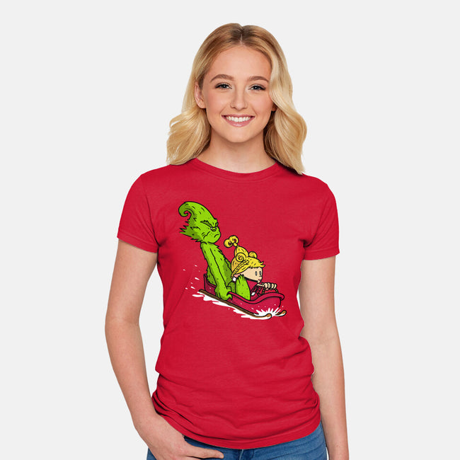 Sleigh Descent-Womens-Fitted-Tee-Raffiti