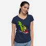 Sleigh Descent-Womens-V-Neck-Tee-Raffiti