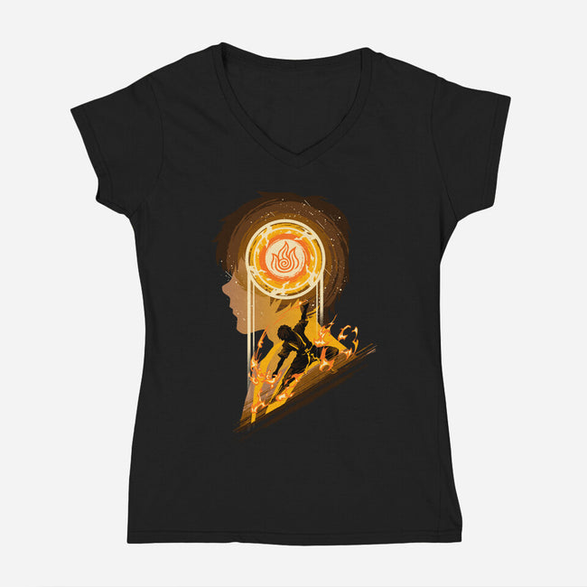 The Rise Of Firebending-Womens-V-Neck-Tee-hypertwenty