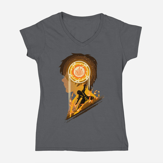 The Rise Of Firebending-Womens-V-Neck-Tee-hypertwenty