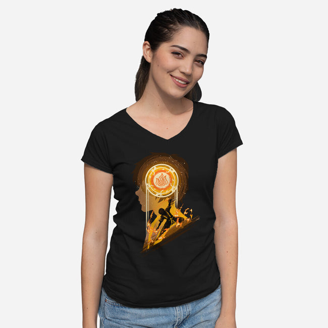 The Rise Of Firebending-Womens-V-Neck-Tee-hypertwenty