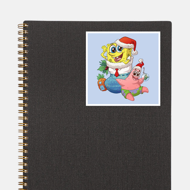 Stocking Stuffer Sponge And Star-None-Glossy-Sticker-DoOomcat