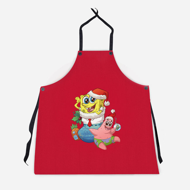 Stocking Stuffer Sponge And Star-Unisex-Kitchen-Apron-DoOomcat