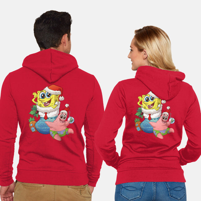 Stocking Stuffer Sponge And Star-Unisex-Zip-Up-Sweatshirt-DoOomcat