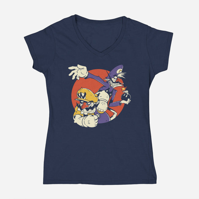Super Bros-Womens-V-Neck-Tee-D_McCurdy_Art