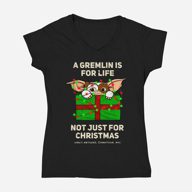 A Gremlin Is For Life-Womens-V-Neck-Tee-drbutler