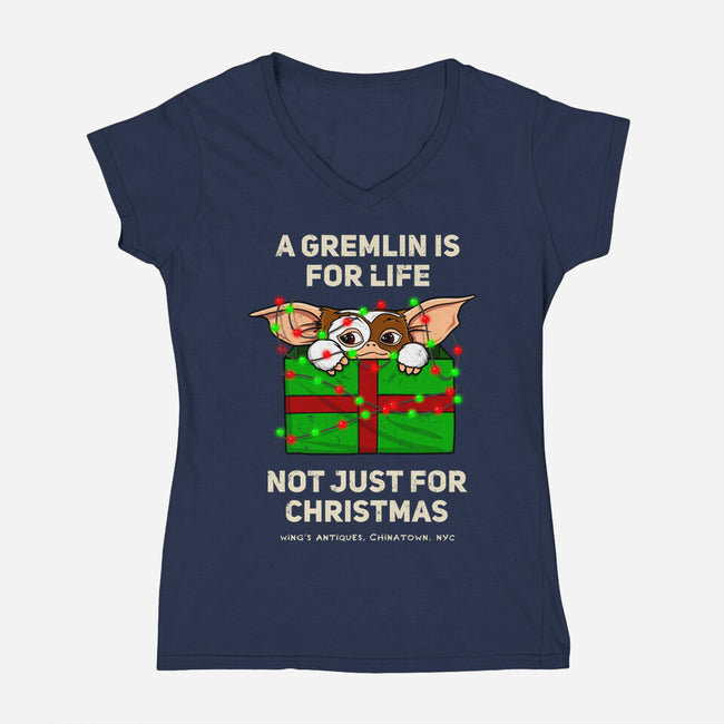 A Gremlin Is For Life-Womens-V-Neck-Tee-drbutler
