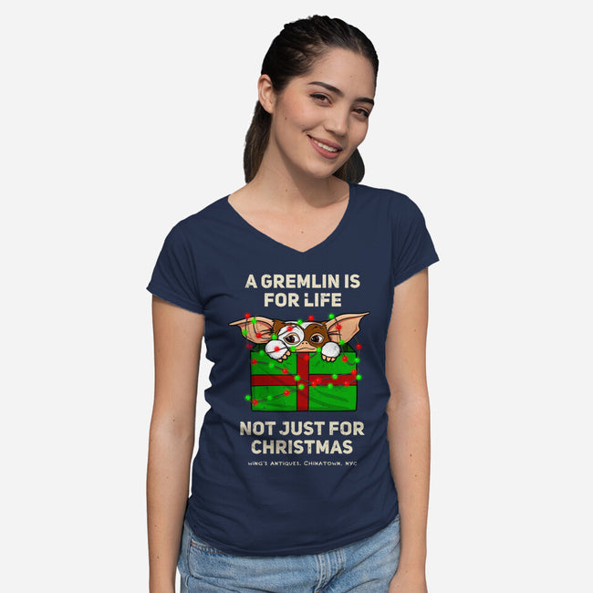 A Gremlin Is For Life-Womens-V-Neck-Tee-drbutler