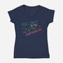 Hill Valley Travellers-Womens-V-Neck-Tee-glitchygorilla