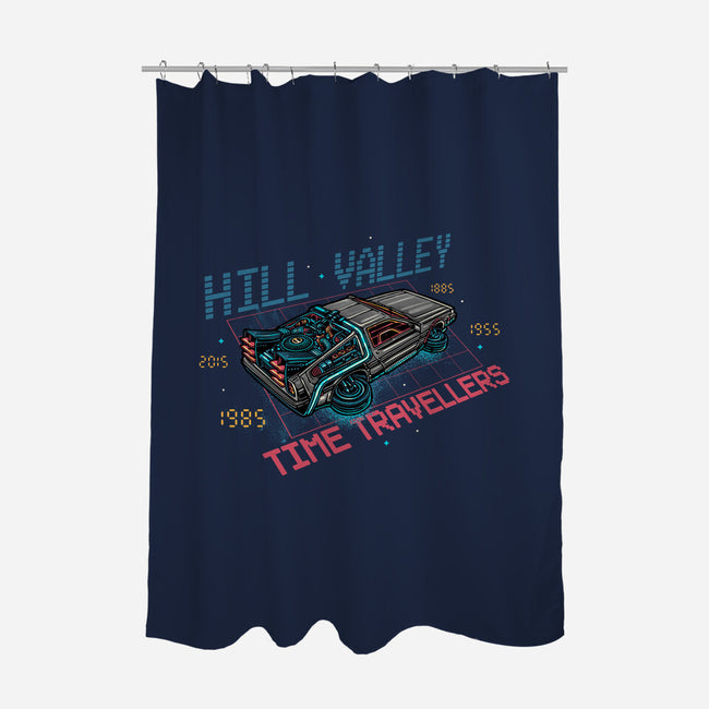 Hill Valley Travellers-None-Polyester-Shower Curtain-glitchygorilla