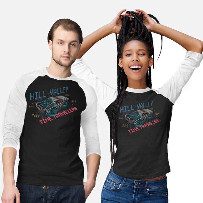 Hill Valley Travellers-Unisex-Baseball-Tee-glitchygorilla