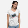 Hill Valley Travellers-Womens-V-Neck-Tee-glitchygorilla