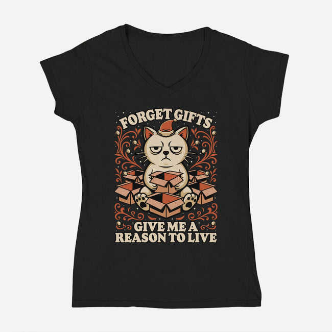 Sad Cat Gift Christmas-Womens-V-Neck-Tee-Studio Mootant