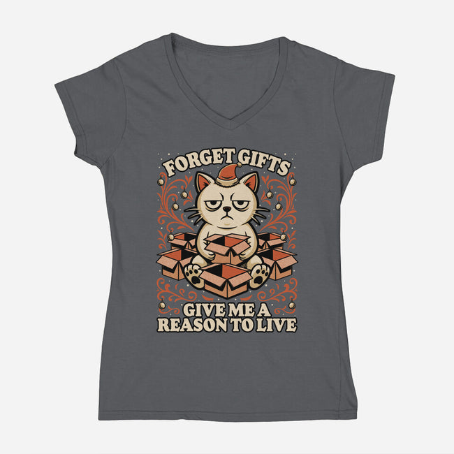 Sad Cat Gift Christmas-Womens-V-Neck-Tee-Studio Mootant
