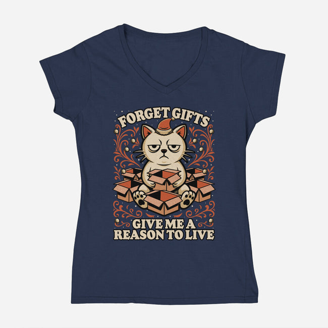 Sad Cat Gift Christmas-Womens-V-Neck-Tee-Studio Mootant