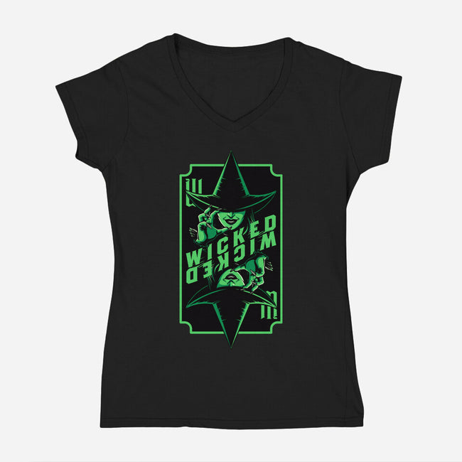 Green Witch Card-Womens-V-Neck-Tee-Studio Mootant