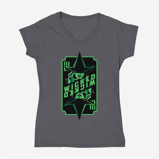 Green Witch Card-Womens-V-Neck-Tee-Studio Mootant