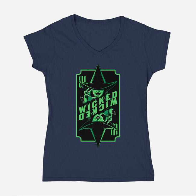 Green Witch Card-Womens-V-Neck-Tee-Studio Mootant