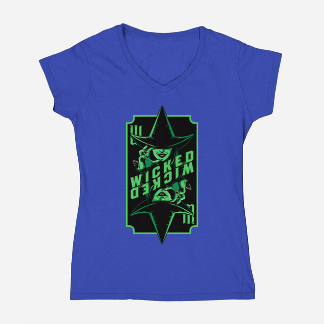 Green Witch Card-Womens-V-Neck-Tee-Studio Mootant