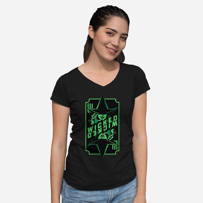 Green Witch Card-Womens-V-Neck-Tee-Studio Mootant
