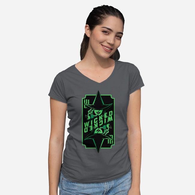 Green Witch Card-Womens-V-Neck-Tee-Studio Mootant
