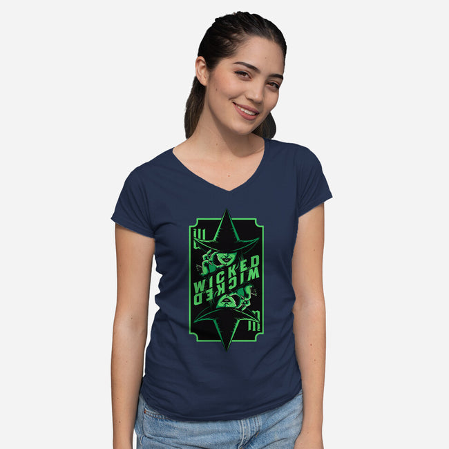 Green Witch Card-Womens-V-Neck-Tee-Studio Mootant