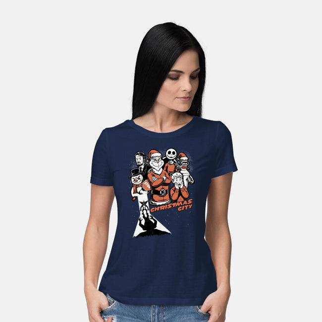 Christmas City Movie Poster-Womens-Basic-Tee-Studio Mootant