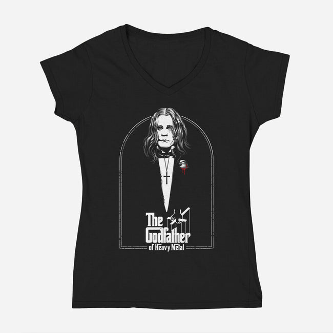 Godfather Of Metal-Womens-V-Neck-Tee-CappO