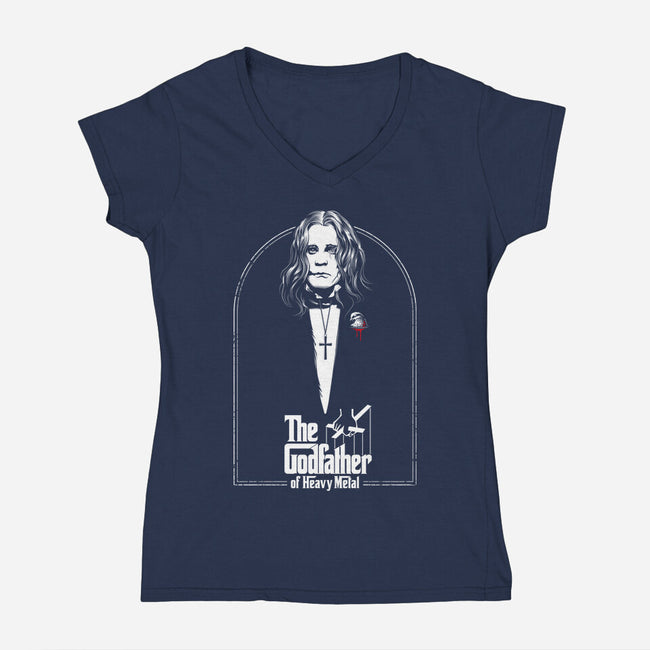 Godfather Of Metal-Womens-V-Neck-Tee-CappO