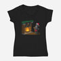 Black Knight Christmas-Womens-V-Neck-Tee-Raffiti