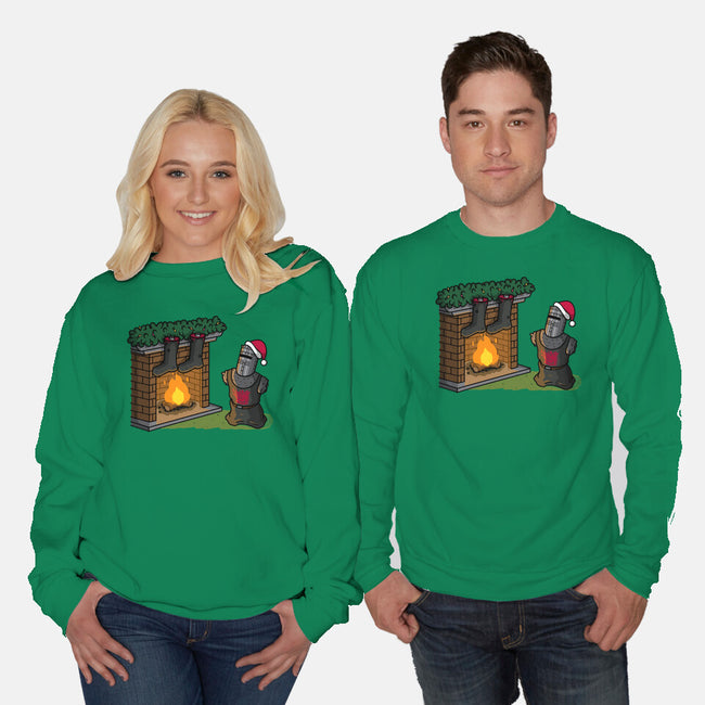 Black Knight Christmas-Unisex-Crew Neck-Sweatshirt-Raffiti