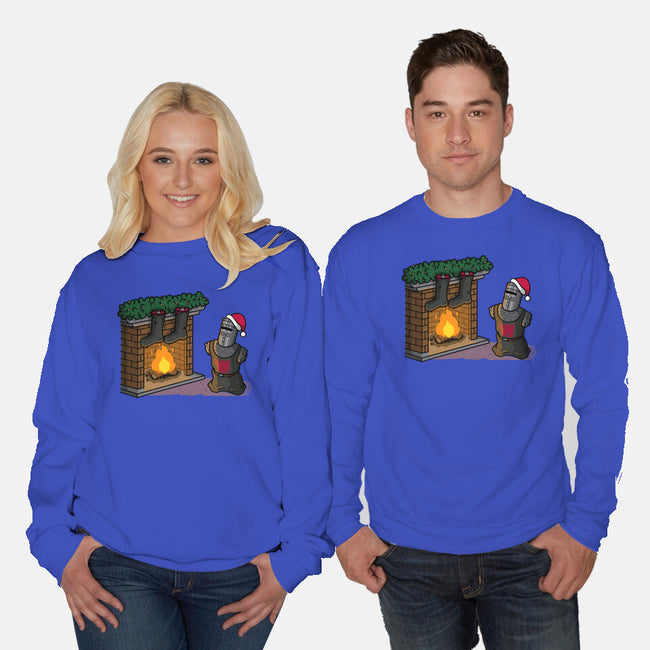 Black Knight Christmas-Unisex-Crew Neck-Sweatshirt-Raffiti