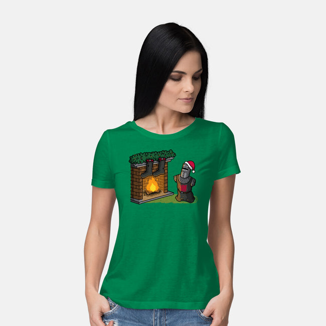 Black Knight Christmas-Womens-Basic-Tee-Raffiti