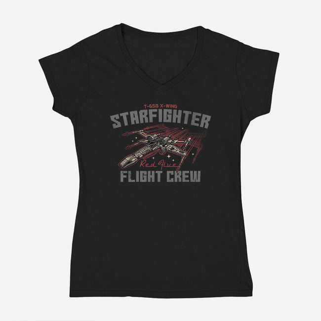 Red Five Flight Crew-Womens-V-Neck-Tee-glitchygorilla